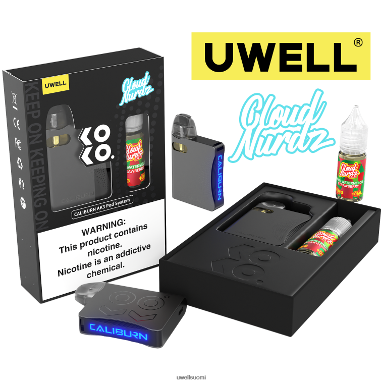 UWELL CALIBURN AK3 sarja + a3s 08 ohm palot (x 2) + isän höyry 10 ml suolaa 50 mg 08ZDH247 crl harmaa/flv sininen vadelma persikka UWELL vape price