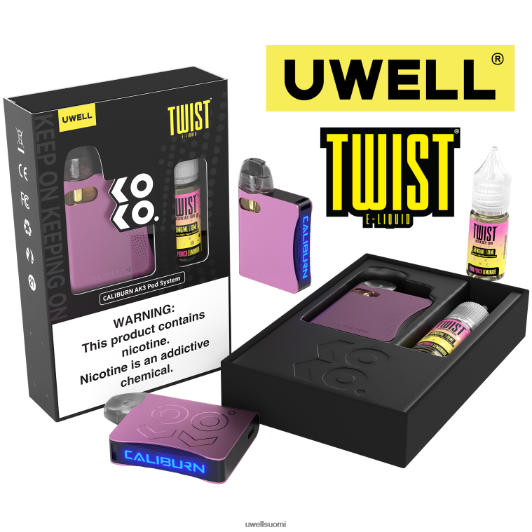 UWELL CALIBURN AK3 sarja + a3s 08 ohm palot (x 2) + isän höyry 10 ml suolaa 50 mg 08ZDH247 crl harmaa/flv sininen vadelma persikka UWELL vape price