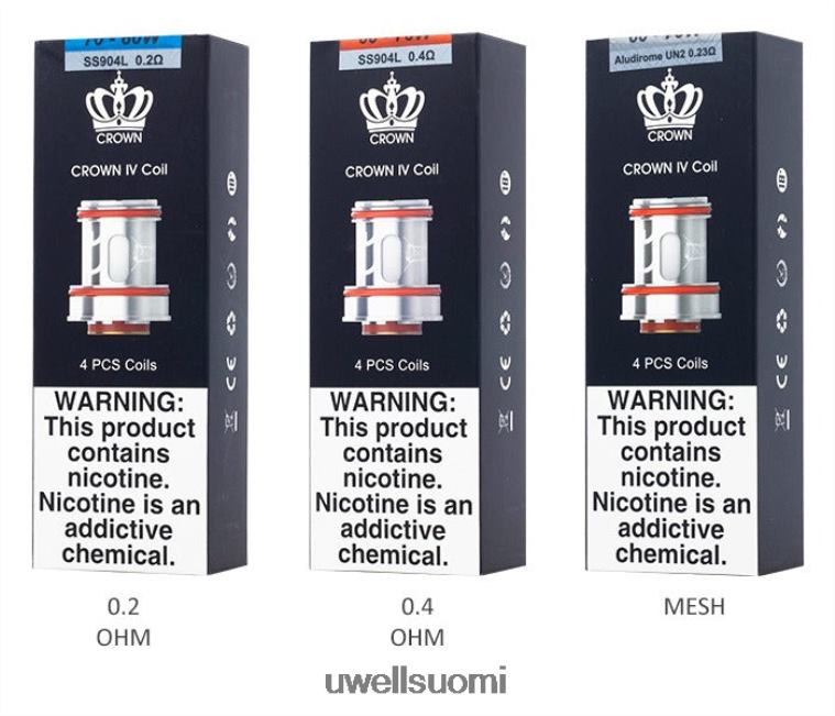 UWELL CROWN 4 vaihtokelat (4 kpl) 08ZDH182 kaksoiskela 02 ohm UWELL helsinki
