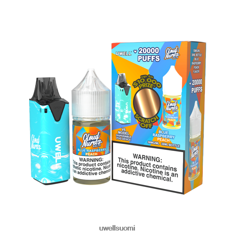 UWELL V6 kertakäyttöinen laite + isän höyry 30ml mehua - kollab nippu 08ZDH203 clr sininen/flv sininen vadelma persikka 50mg UWELL vape flavours