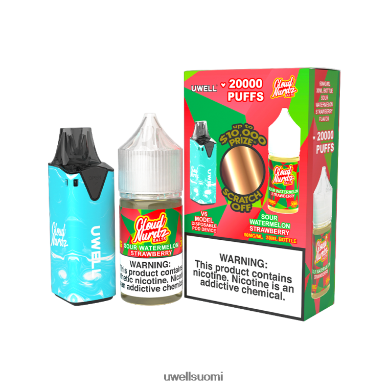 UWELL V6 kertakäyttöinen laite + isän höyry 30ml mehua - kollab nippu 08ZDH204 clr sininen/flv hapan vesimeloni mansikka 50mg UWELL online shop