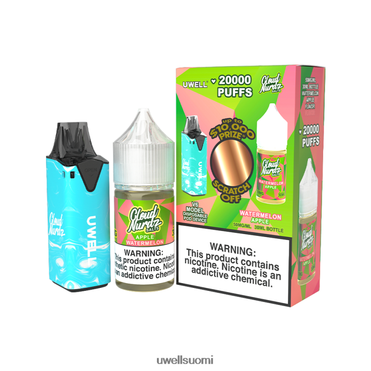 UWELL V6 kertakäyttöinen laite + isän höyry 30ml mehua - kollab nippu 08ZDH205 clr sininen/flv vesimeloni omena 50mg buy UWELL vape